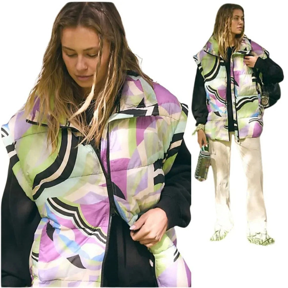 NWOT Free People FP Movement In A Bubble Patterned Puffer Vest Women's XS Active - Picture 2 of 16